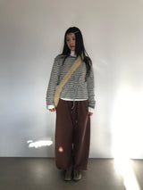 Fleece Stripe Frill Cardigan (4 Colors)