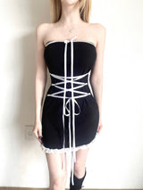 1230. Ribbon trimming corset top mini ops