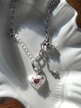 snow heart necklace | 하얀 눈 하트 목걸이