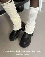  Classic Penny High Heel Round Toe Loafer (Black)