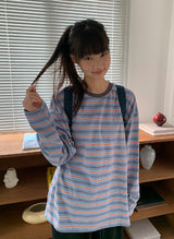 [ユニセックス] キューバオーバーストライプロングスリーブTシャツ