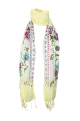 オリエンタルフラワースカーフ (White/Yellow)