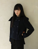 SOFT HOODED COAT(NAVY)