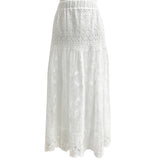  Cloud Mist Flower Lace Maxi Long Skirt (Ivory)