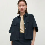 (BL-4226)ESSENTIAL PIN TUCK SET-UP SHIRT