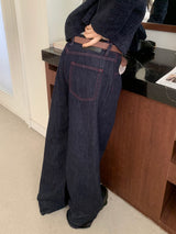 Penny Red Stitch Raw Wide Denim Pants