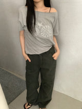 ファビアン ビーズ オフショルダー Tシャツ
