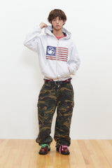 Finger Logo America Crop Hood Zip-Up (Light Gray)