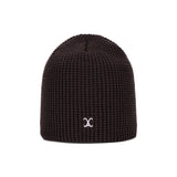 VA Curved Logo Waffle Beanie / Dark Brown