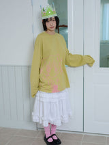 CAT GIRL & FLOWER LONG SLEEVE - LIGHT GREEN