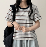 ロビンカラーストライプダンガラ半袖Tシャツ