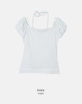 #Hano Layered Rib Short Sleeve T-shirt + Rose Tie Set (3color)
