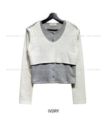 Linz Two-Tone Layered Knit Cardigan