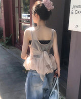 [ fluffy ☁️ ] pringle pumpkin 30% chiffon sleeveless bl