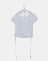 Arring Halter Shirring Puff Laced Blouse