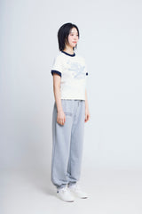 ユニバーサルプリント ½Tシャツ (ivory/navy)