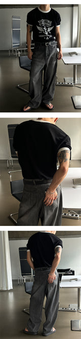 [MUSCLE FIT] オーシャンレース リンガーハーフTシャツ(3color)