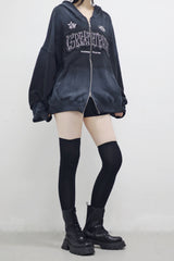 (Unisex) ウィンドエンブロイダリーダーティーフーディドジップアップ
