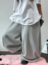 10000 SOLD OUT 🤍 FLUFF🤍 KOREAN / S-XL 🤍 BASIC BALLOON JOGGER WIDE LONG PANTS 🤍🩶 - 2 COLORS