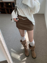 Demay Modern Basic Belt Mini Skirt