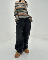 (UNISEX/ S-3XL) BALLOON DARK BLUE WIDE HAREM UNISEX PANTS