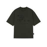 オーバーサイズ ヒップホップ ダンススタジオ ホーリーガールクラブ グラフィック 半袖Tシャツ_KHAKI