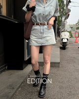 [MADE] Reun denim shirt & skirt set (with belt)