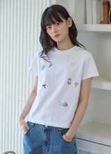 26SS★ マッシュルームステッチクロップ半袖Tシャツ