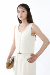 KNIT TEXTURE LONG SKIRT_IVORY