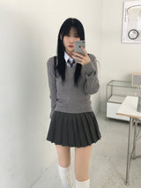ベーシックVネックニット（4色）