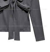 Hina Shirring Tie Ribbon Long Sleeve