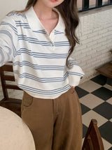 #DO Multi Border Half Button Collar Knit (2color)