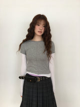【即日発送】YWD プレイドプリーツスカート + ベルト (3color)