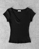 ソフト リブ Vネック Tシャツ