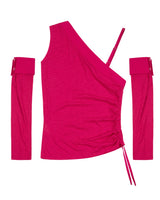 Detachable Sleeve One Shoulder Top _ PINK
