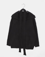 Riha Open-Collar Waist-Tie Two-Way V-Neck Knit
