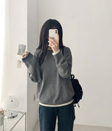 ルエルカラーマッチングレイヤードラウンドニット