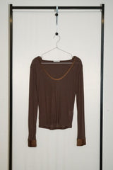 シアー Uネック フーディー(Brown)