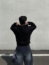 Louis High-Neck Muji Cropped Hoodie 3C