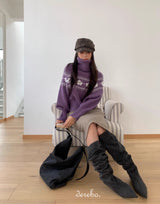 Purple Snow Turtleneck Cropped Knitwear