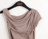 ヒップドリボンストラップワンオフショルダーtシャツ