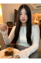 Daisy lace cuffs long-sleeved t-shirt