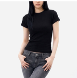 ストレッチコットンスリムショートスリーブTシャツ ブラック
