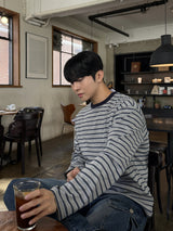 With crop stripe long-sleeve tee