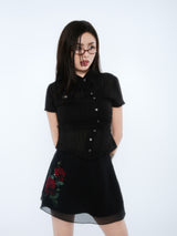 ASYMMETRIC STRIPE SHIRTS [BLACK]
