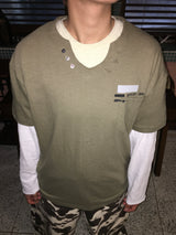 Vintage V-Neck Short Sleeve T-Shirt (3c)