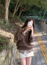 #ソフトウールVネックルーズフィットニット (6color)