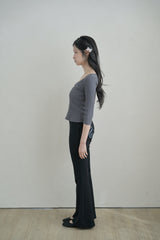 バタフライポイントシャーリングトップス - dark grey