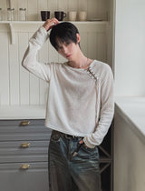 26SS★ [PLANMADE]ループレースアップボートネックニット
