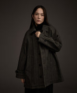 W BALMACAAN HERRINGBONE WOOL CASHMERE HALF COAT BLACK